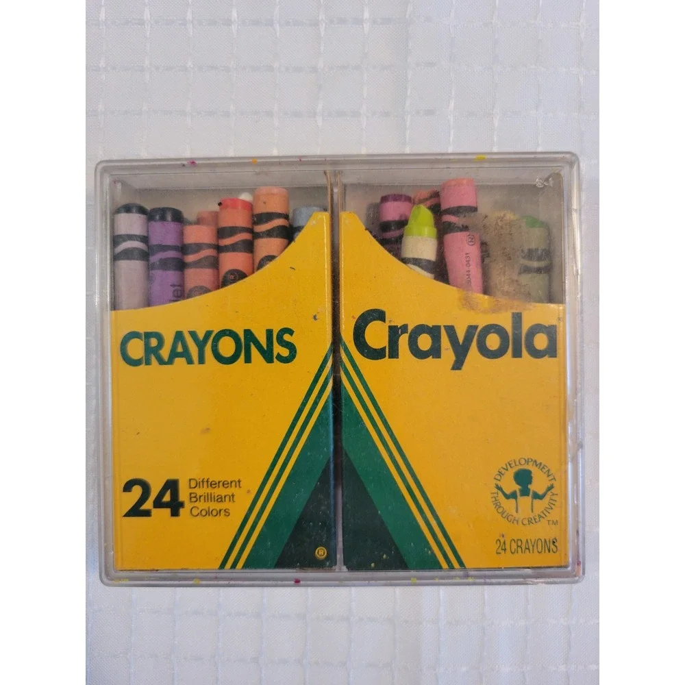 Vintage 1988 Crayola 24 Count Crayons Binney & Smith‎ 52-024P Plastic Case Box